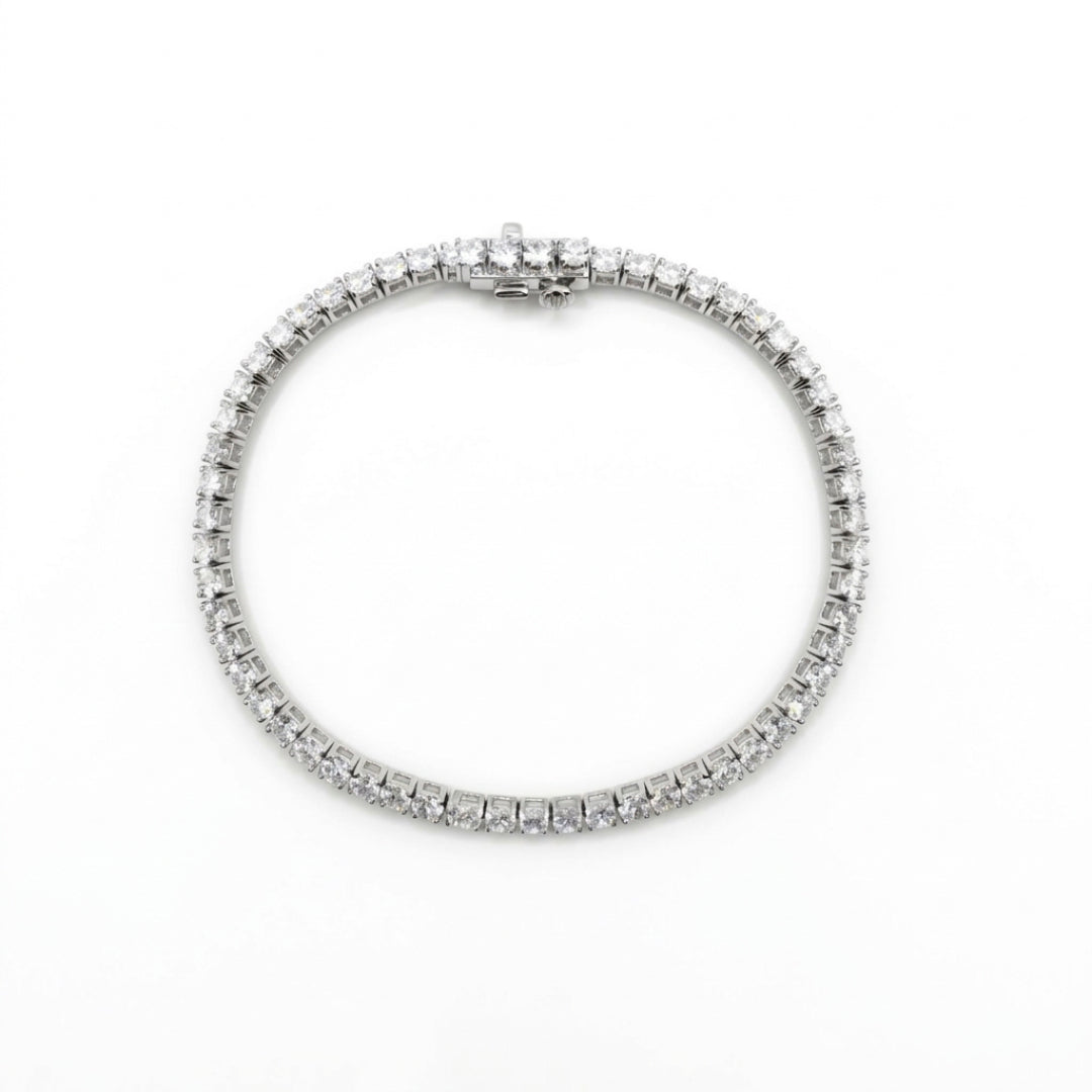 Brazalete Tenis Corte Redondo 5ct oro de 14k