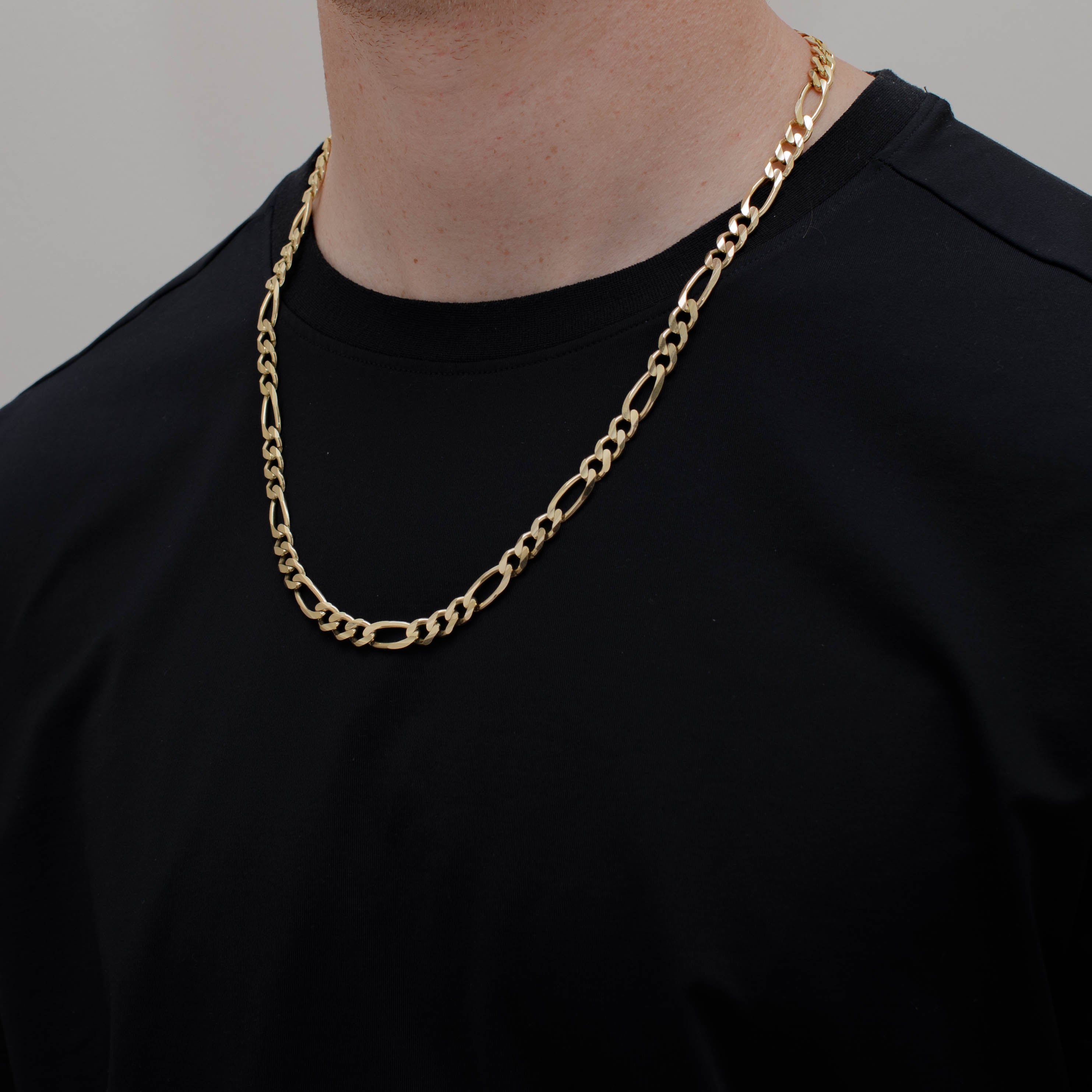 CADENA FIGARO 3X1 7MM ORO 10K