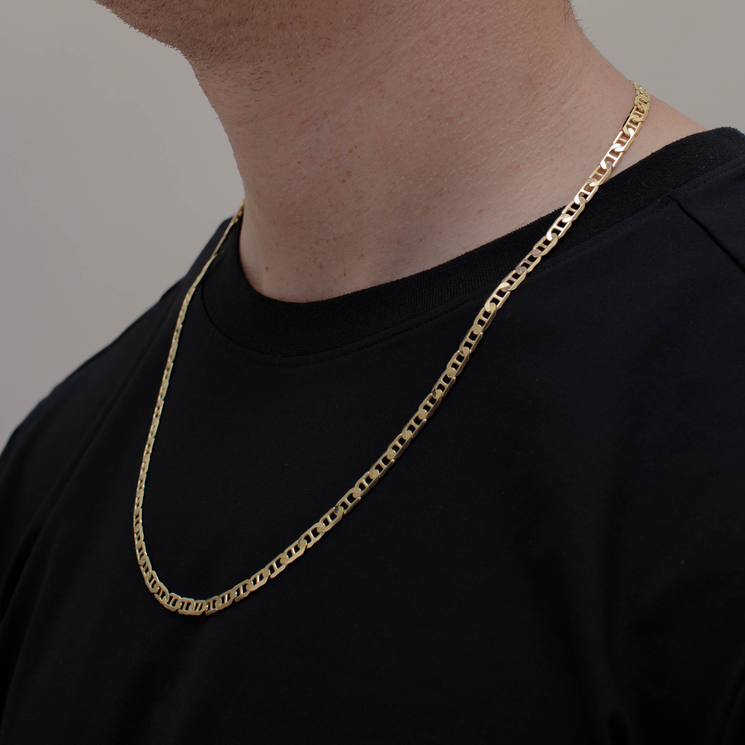 CADENA GUCHI ANCLA MARTILLADA 5MM ORO 10K