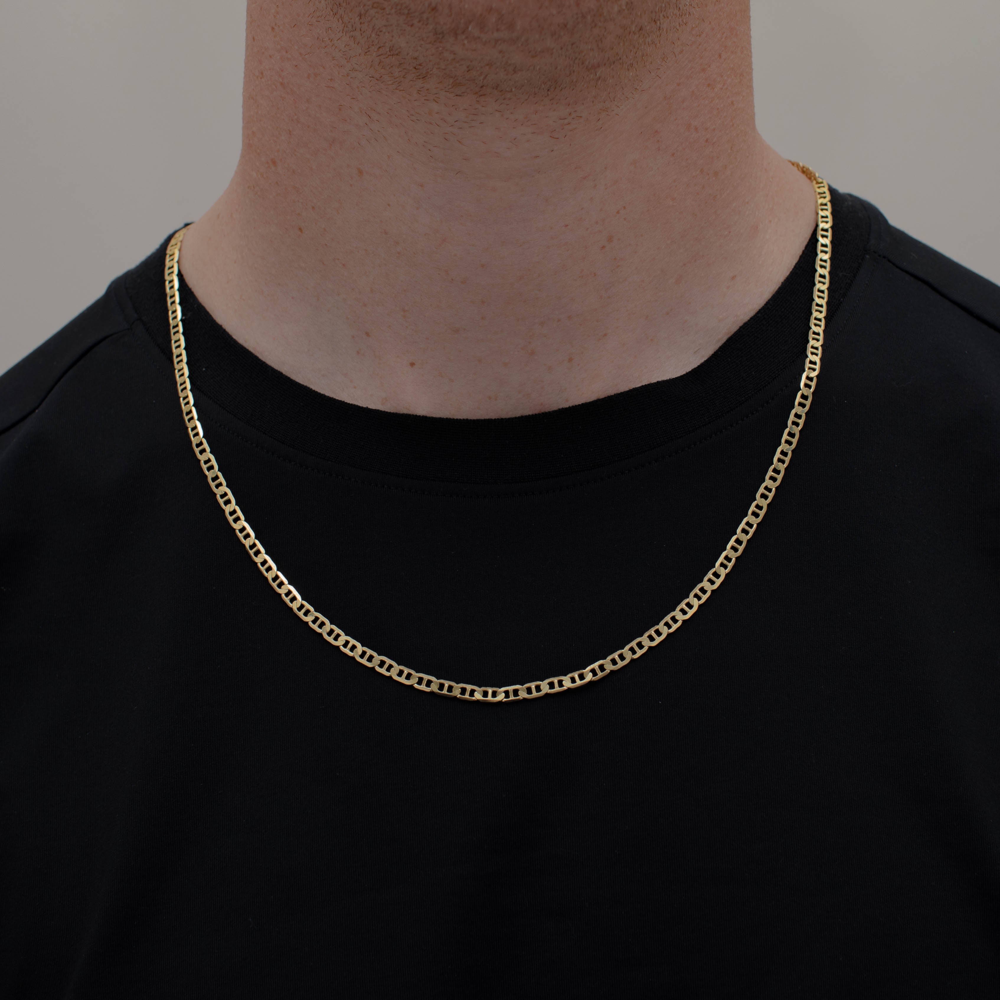 CADENA GUCHI ANCLA MARTILLADA 4MM ORO 10K