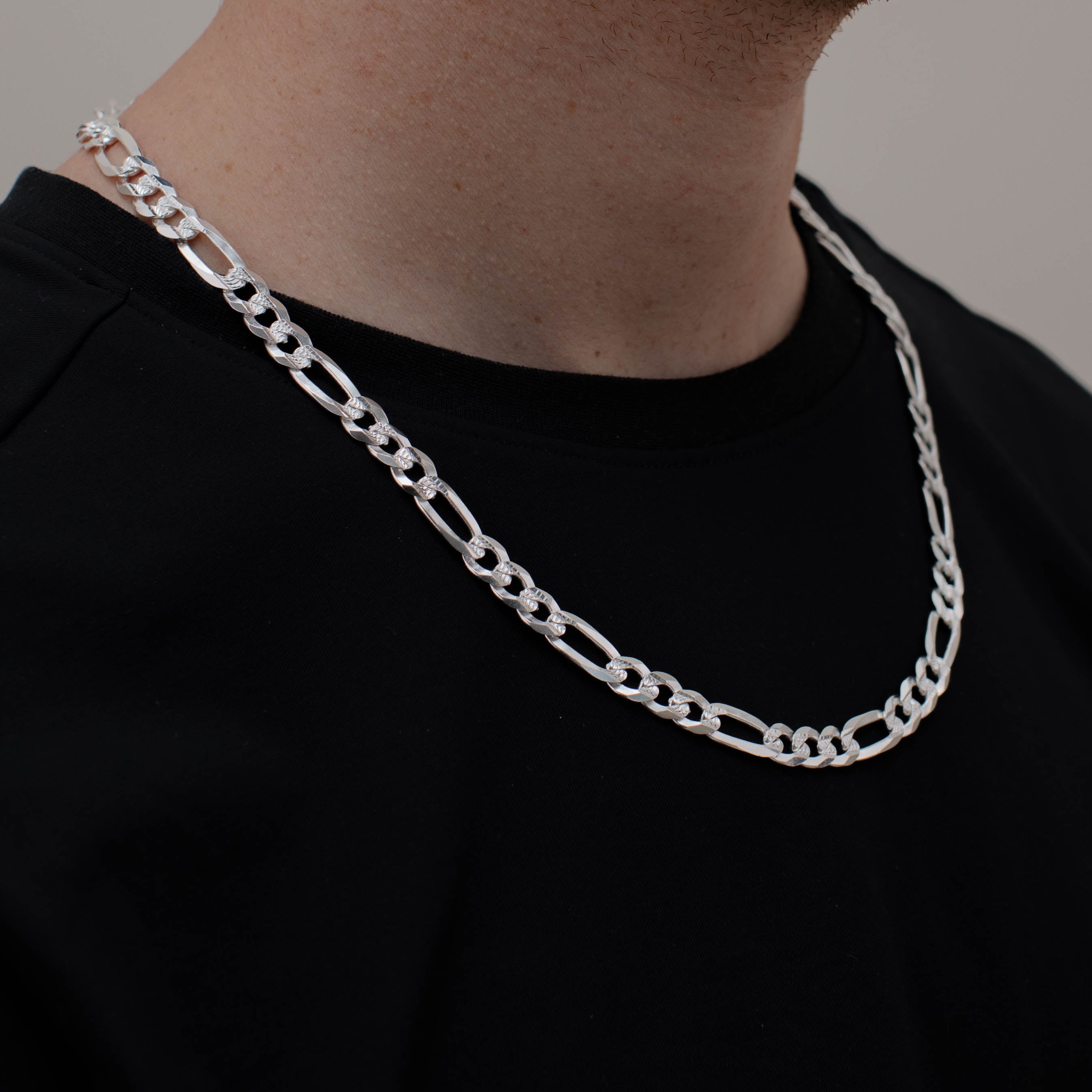 CADENA FIGARO CUBANA 3X1 ZEGRINADA 8MM PLATA .925