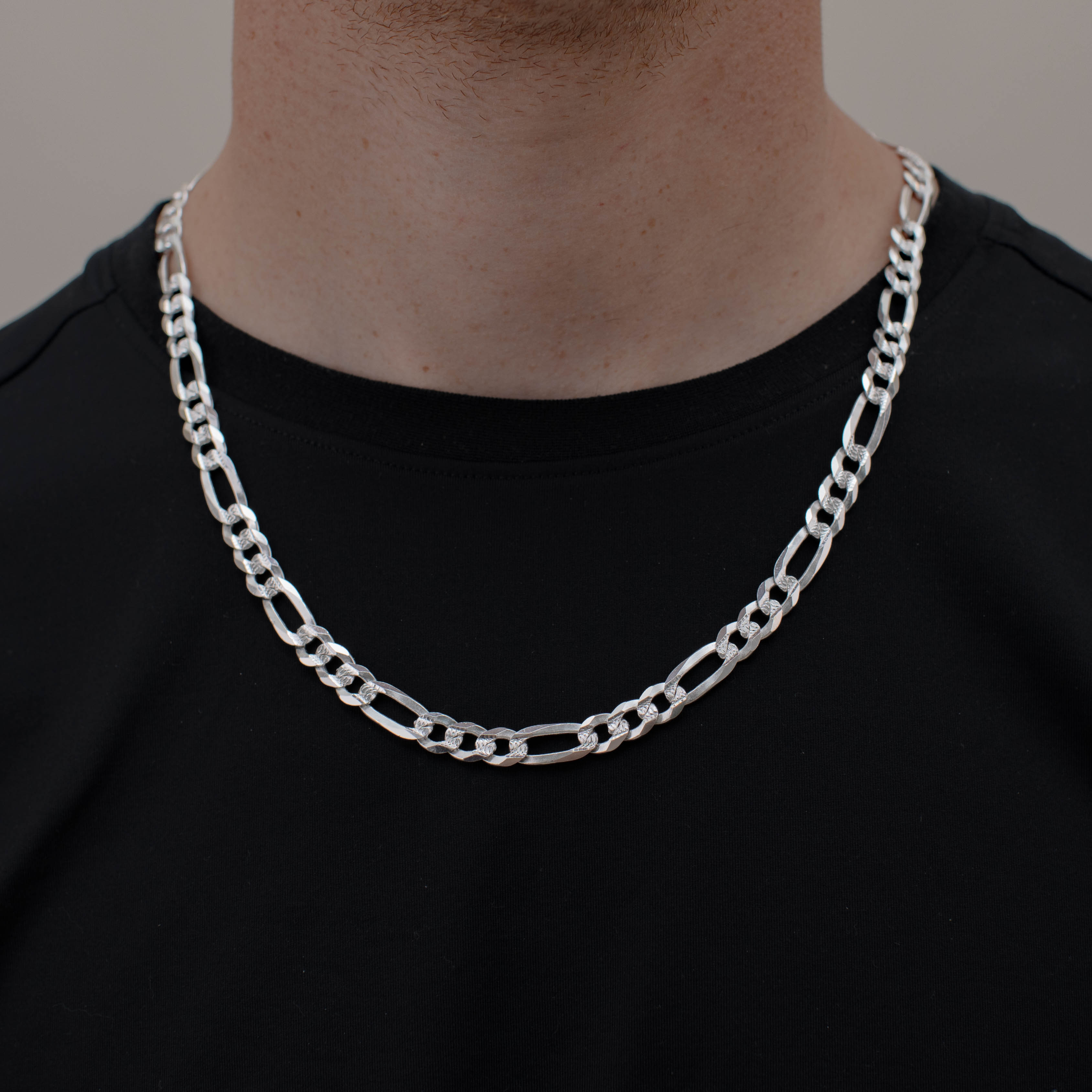 CADENA FIGARO CUBANA 3X1 ZEGRINADA 8MM PLATA .925