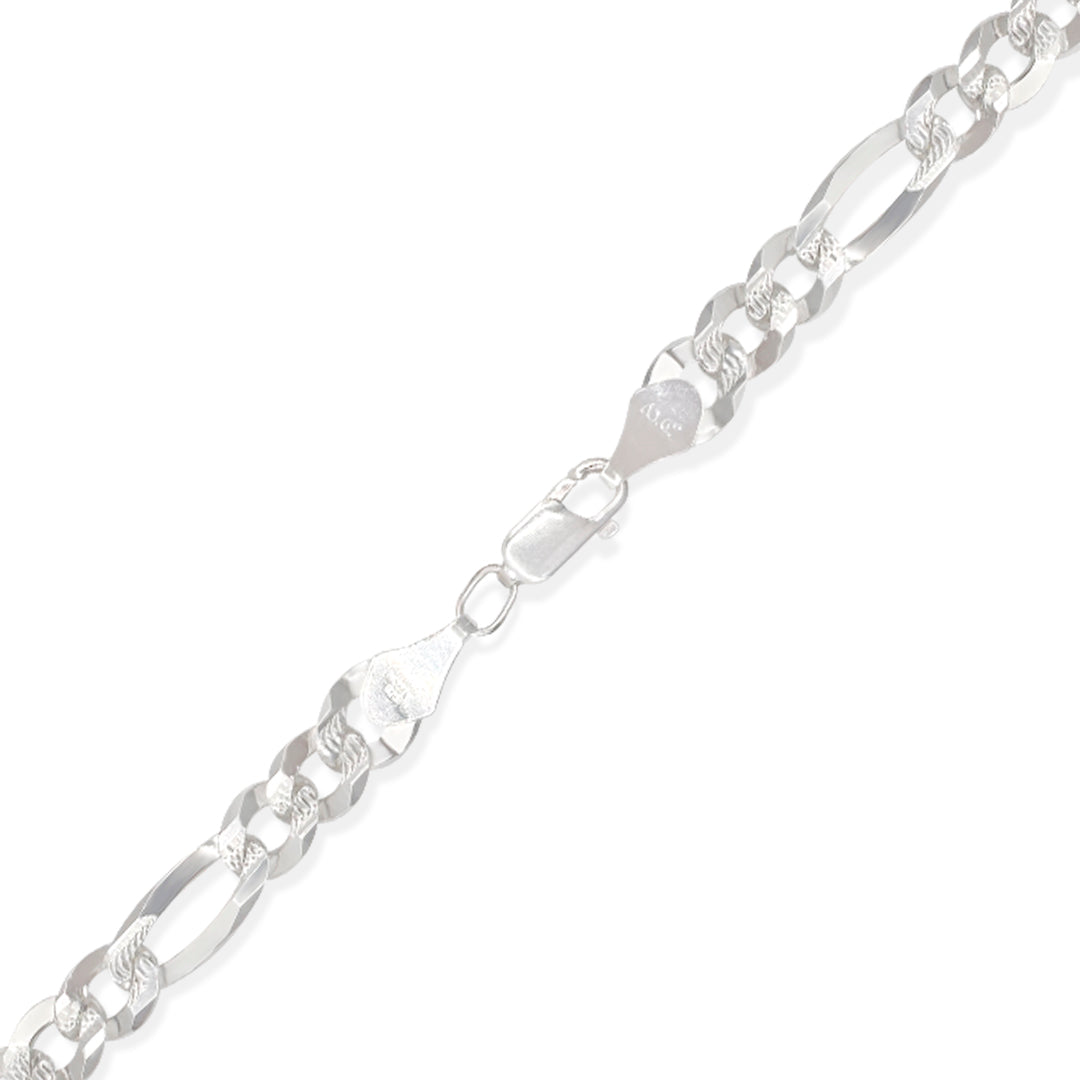 CADENA FIGARO CUBANA 3X1 ZEGRINADA 8MM PLATA .925