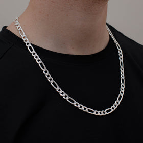 CADENA FIGARO CUBANA 3X1 ZEGRINADA 7MM PLATA .925