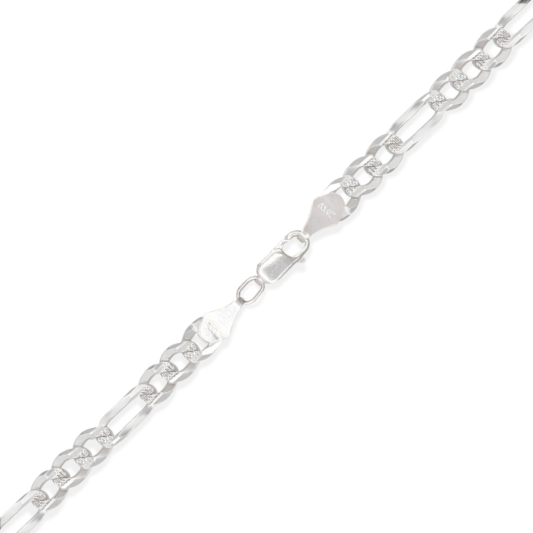 CADENA FIGARO CUBANA 3X1 ZEGRINADA 7MM PLATA .925