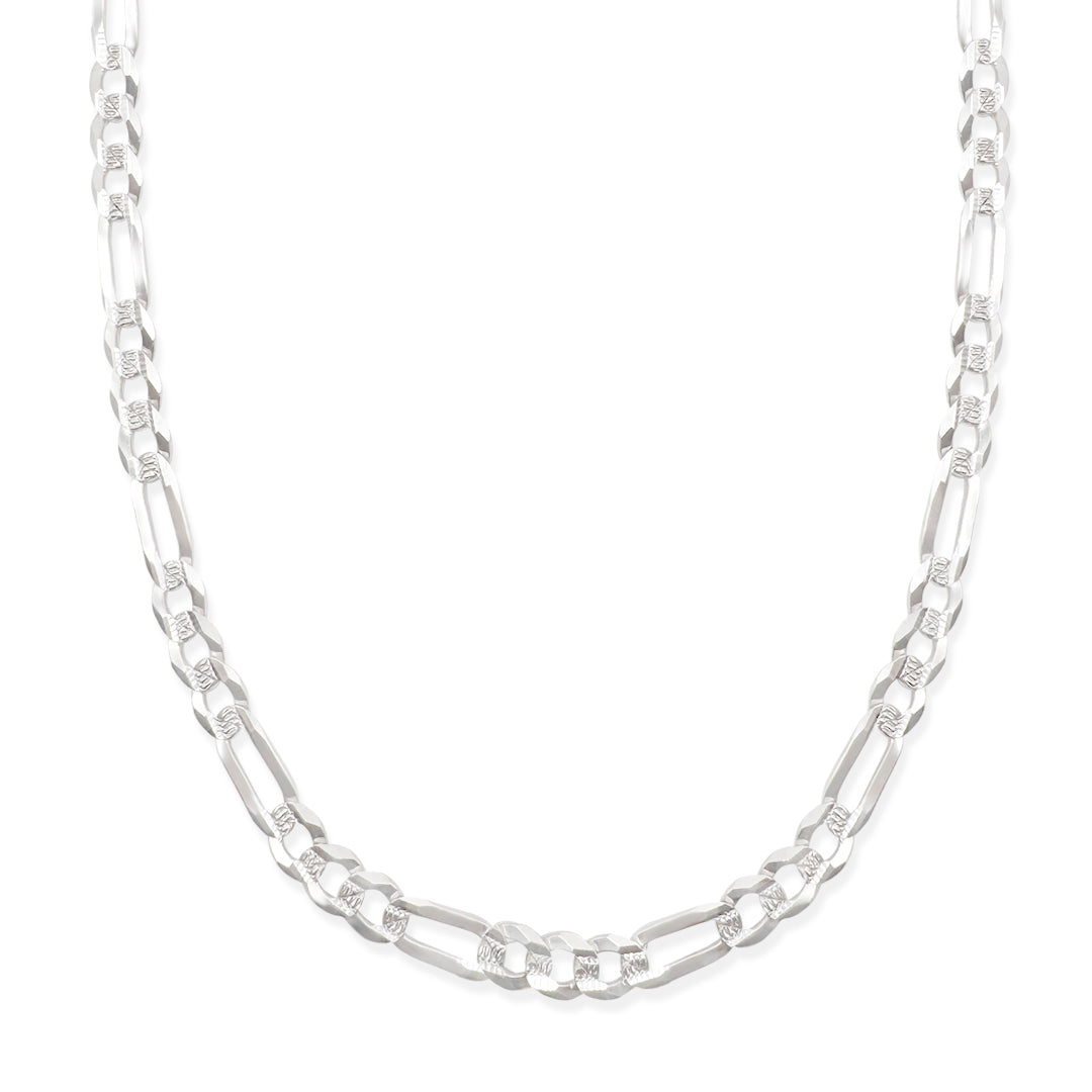 CADENA FIGARO CUBANA 3X1 ZEGRINADA 7MM PLATA .925