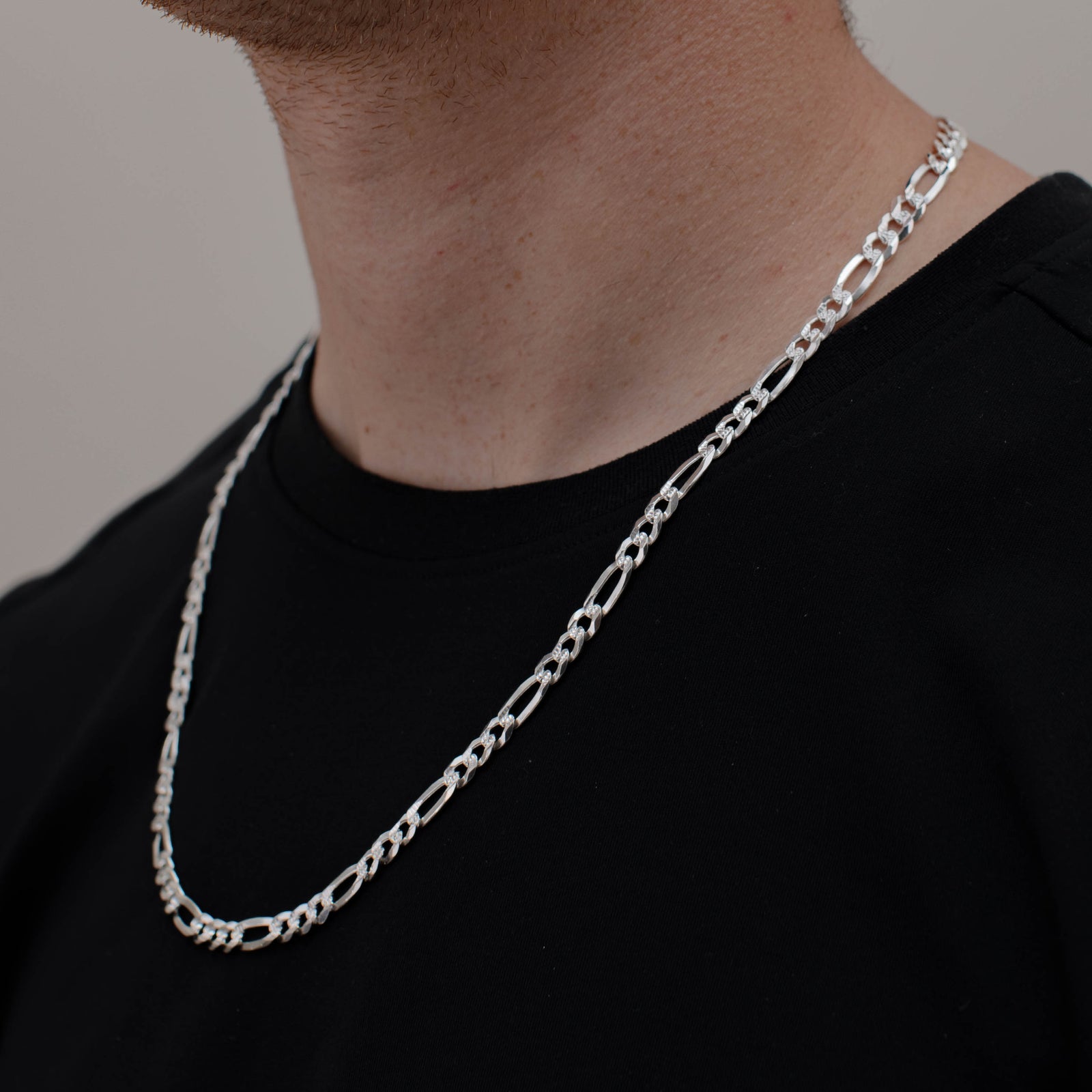 CADENA FIGARO CUBANA 6MM PLATA .925