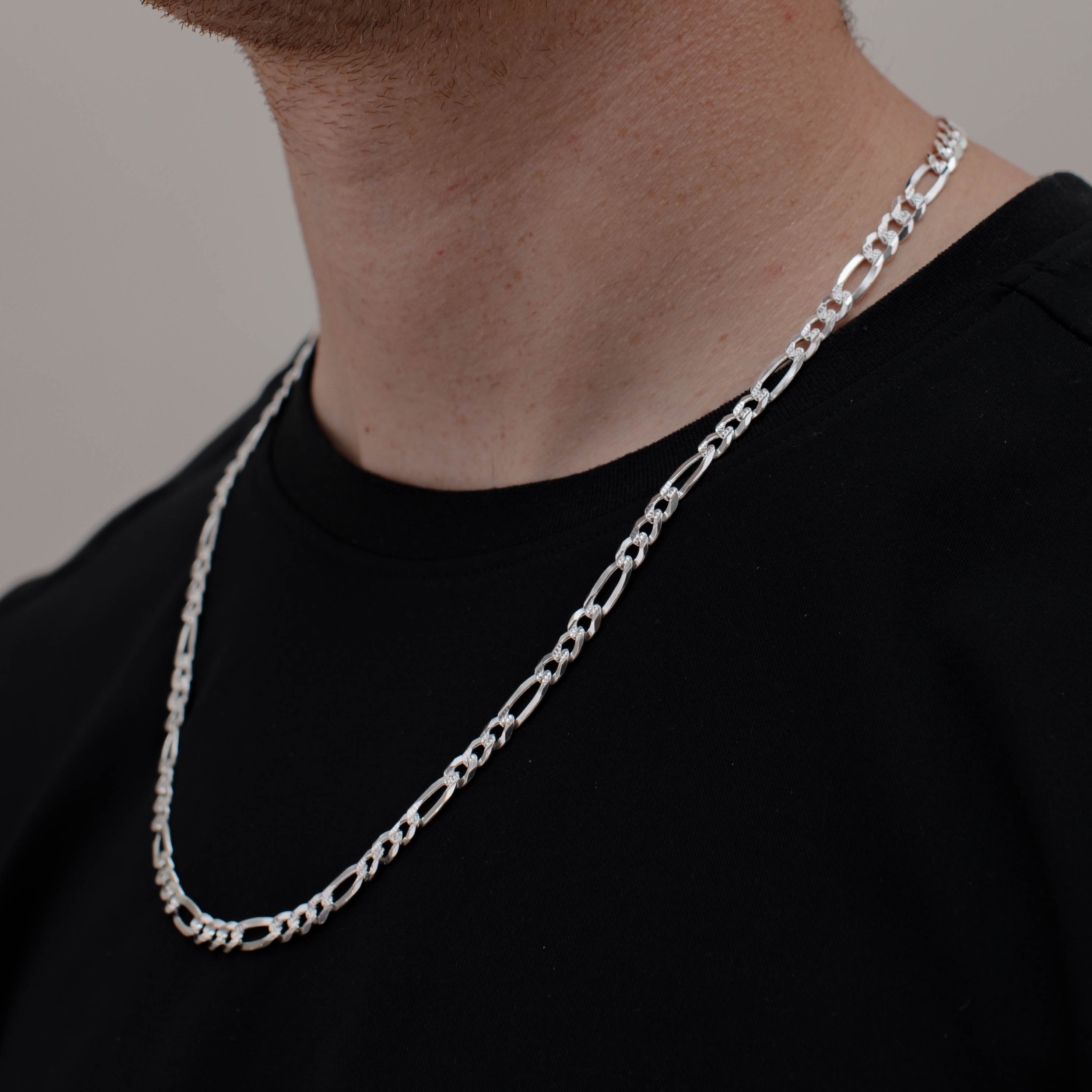 CADENA FIGARO CUBANA 6MM PLATA .925