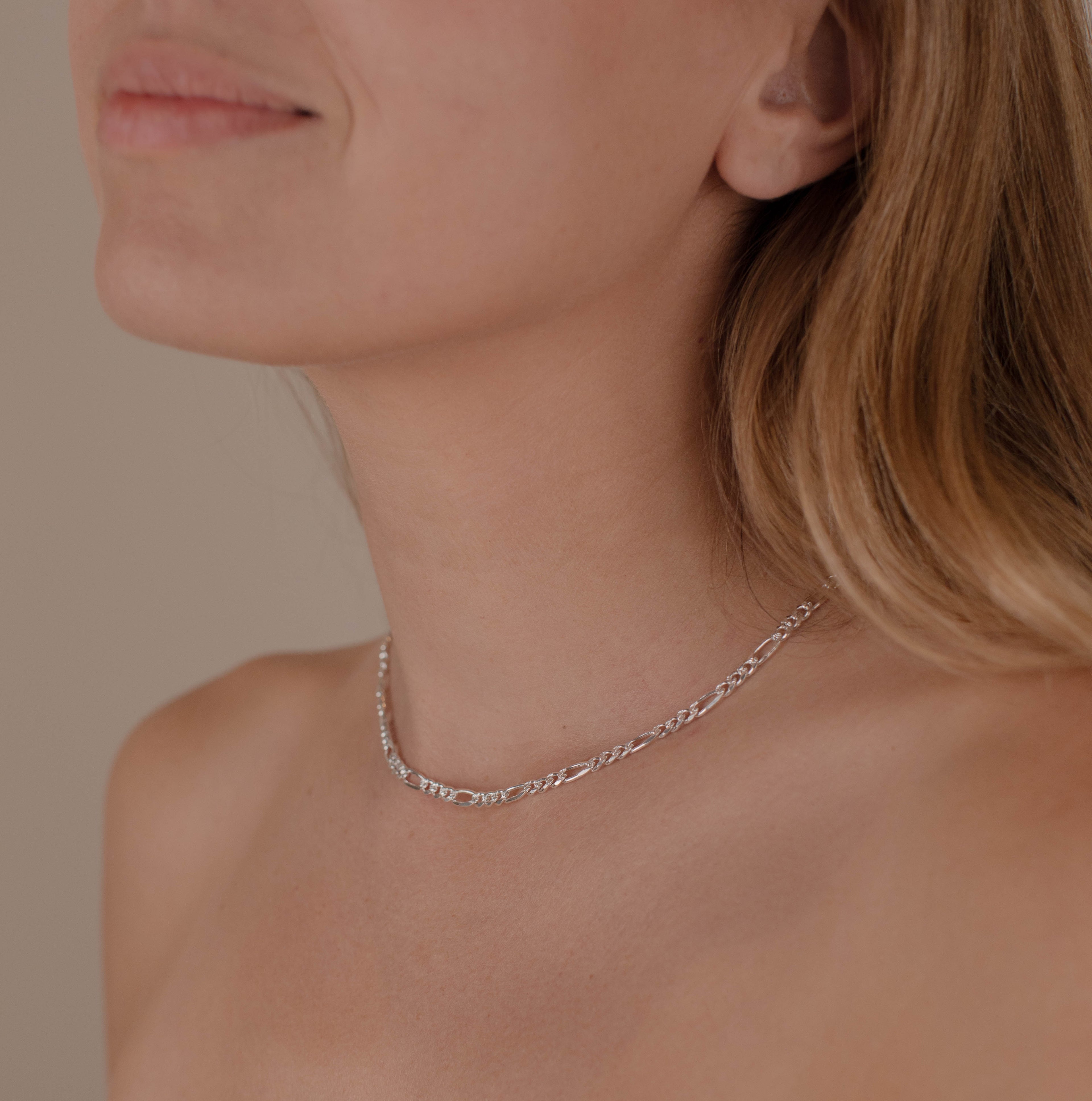 CADENA FIGARO CUBANA 3X1 ZEGRINADA 4MM PLATA .925