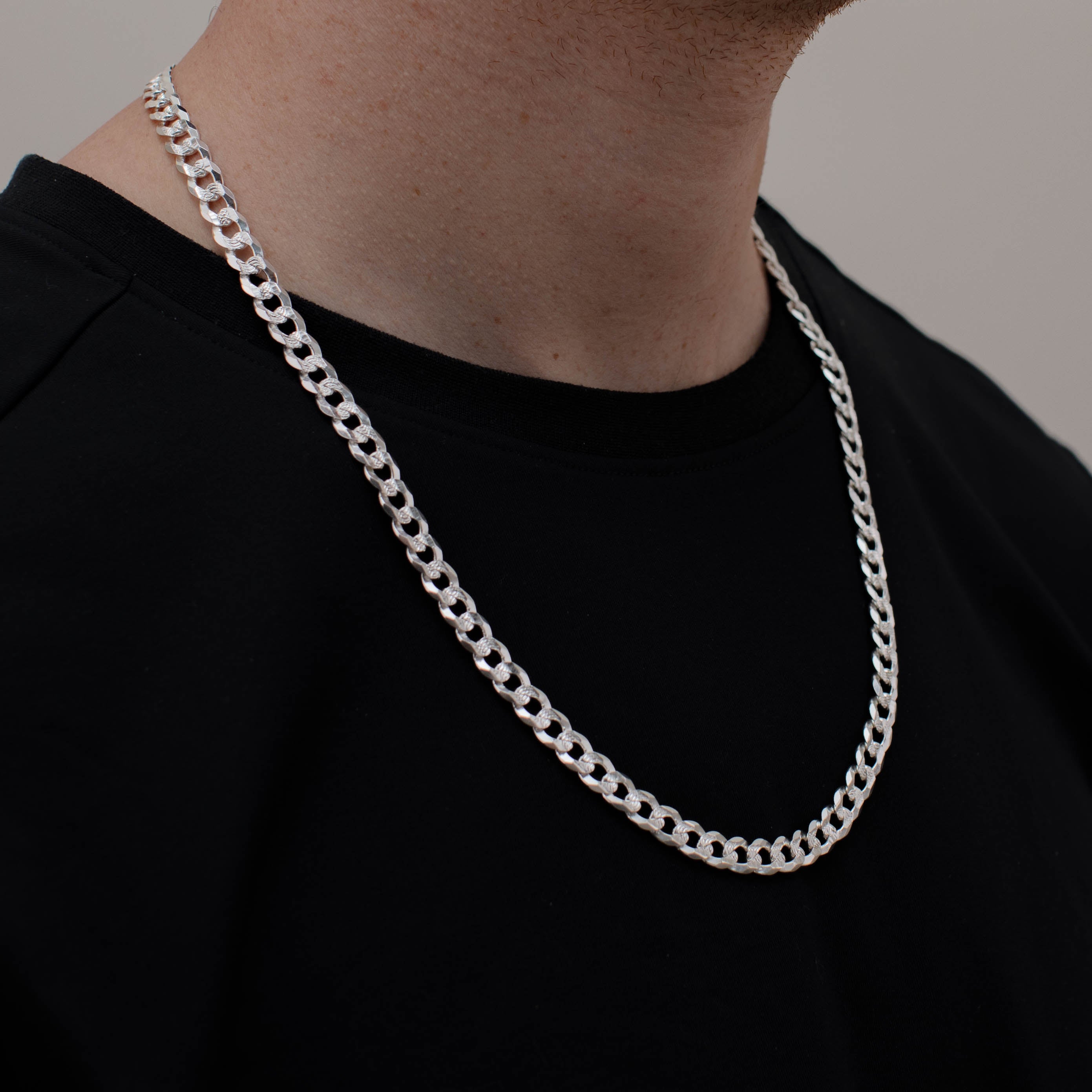 CADENA CUBANA AMERICANA 7MM PLATA .925