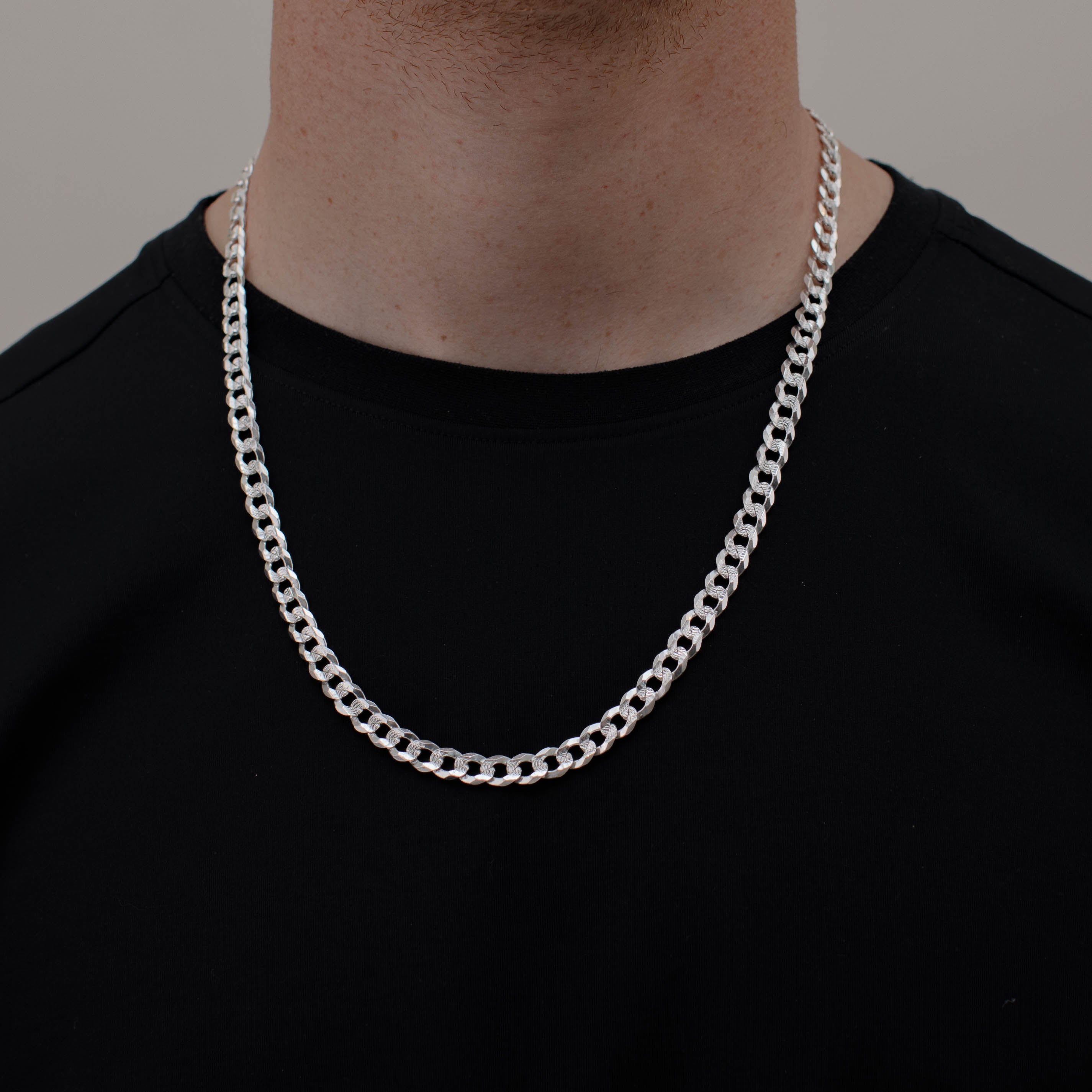 CADENA CUBANA AMERICANA 7MM PLATA .925