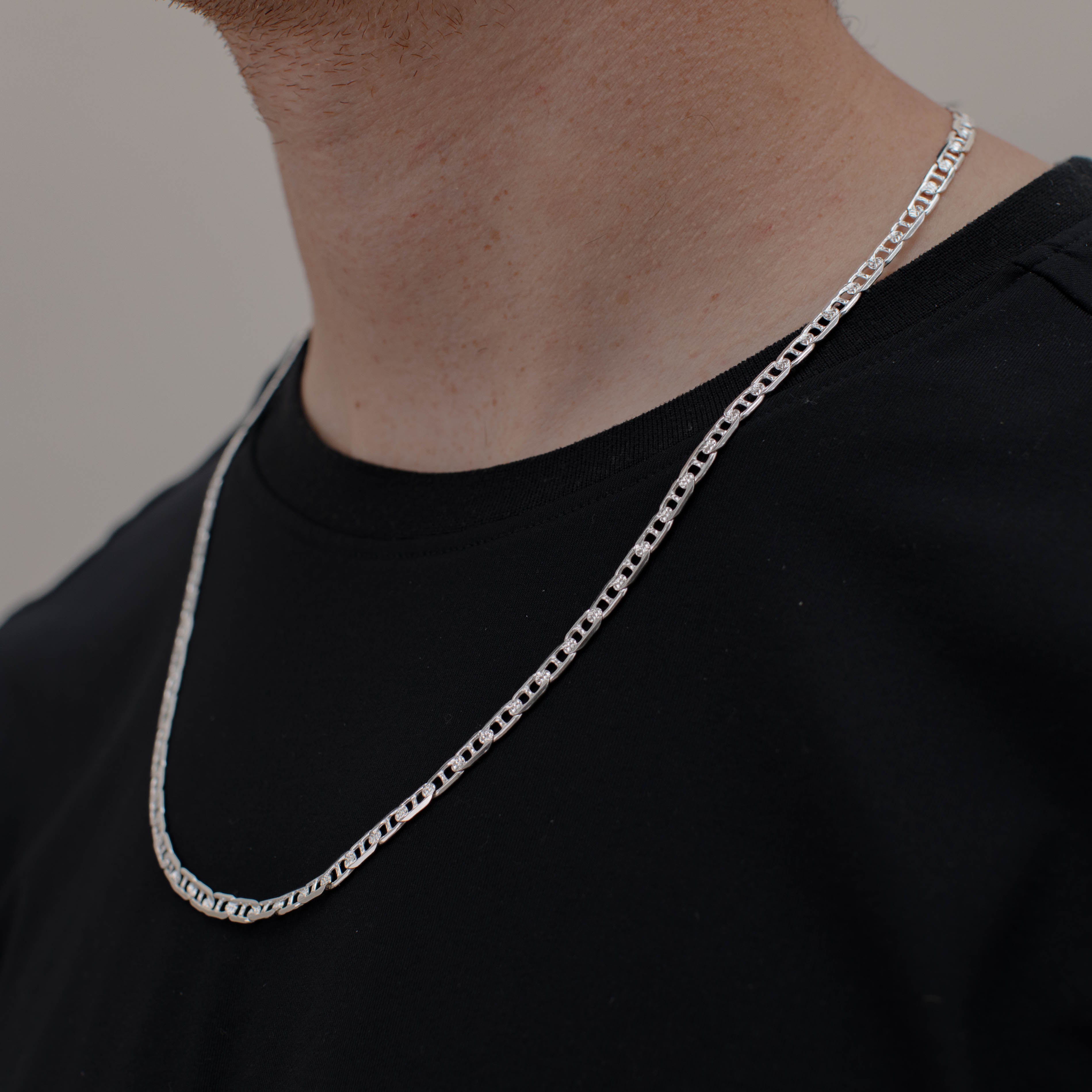 CADENA GUCHI ANCLA MARTILLADA 5MM PLATA .925