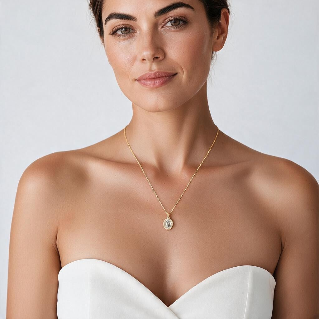 DIJE MEDALLA VIRGEN OVAL ORO 10K