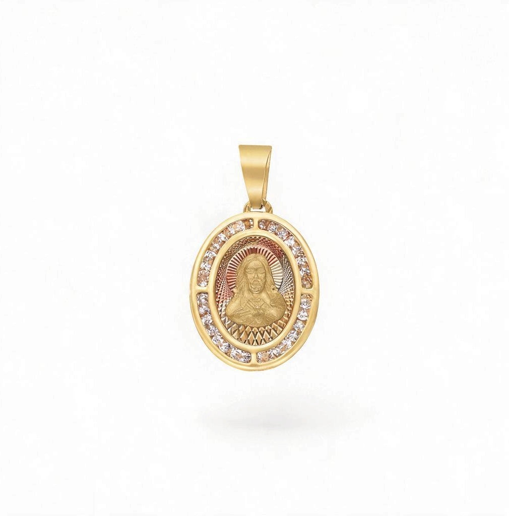 DIJE MEDALLA SAGRADO CORAZON ORO FLORENTINO ORO 10K