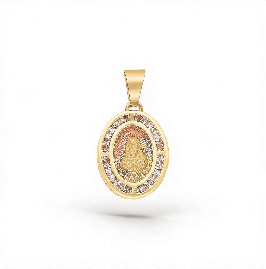 DIJE MEDALLA SAGRADO CORAZON MINI ORO FLORENTINO ORO 10K