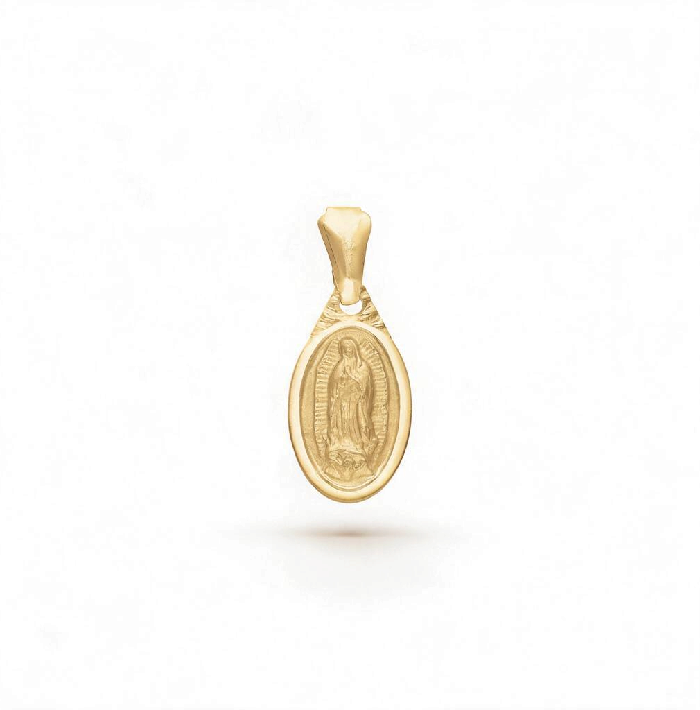 DIJE MEDALLA OVAL VIRGEN DE GUADALUPE ORO 10K