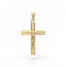 DIJE CRUZ TUBO CON CRISTO ORO 10K