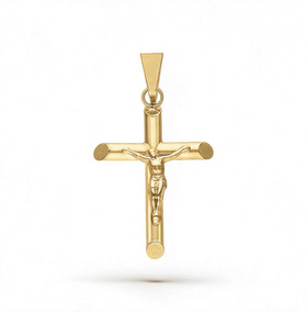 DIJE CRUZ TUBO CON CRISTO ORO 10K