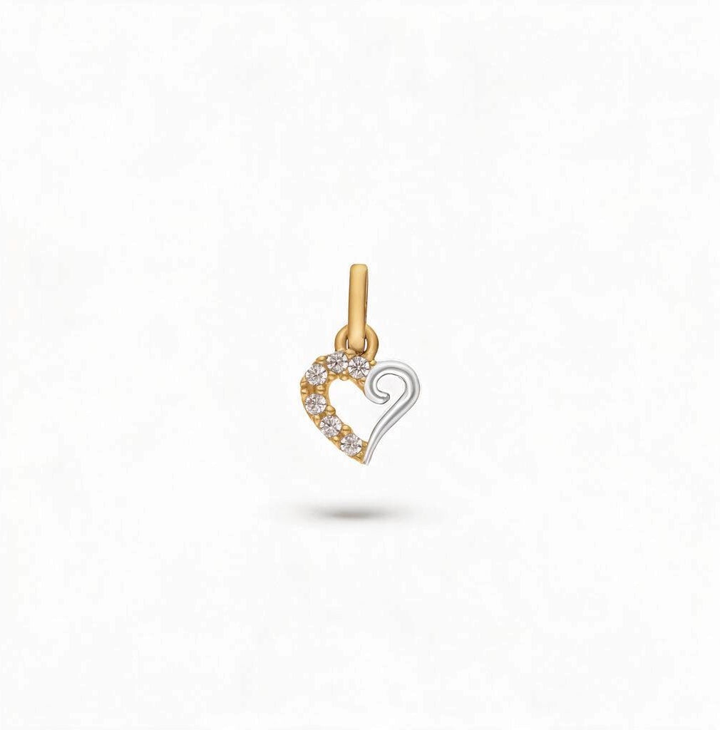 DIJE CORAZON MINI COMBINADO CON PIEDRAS ORO 10K