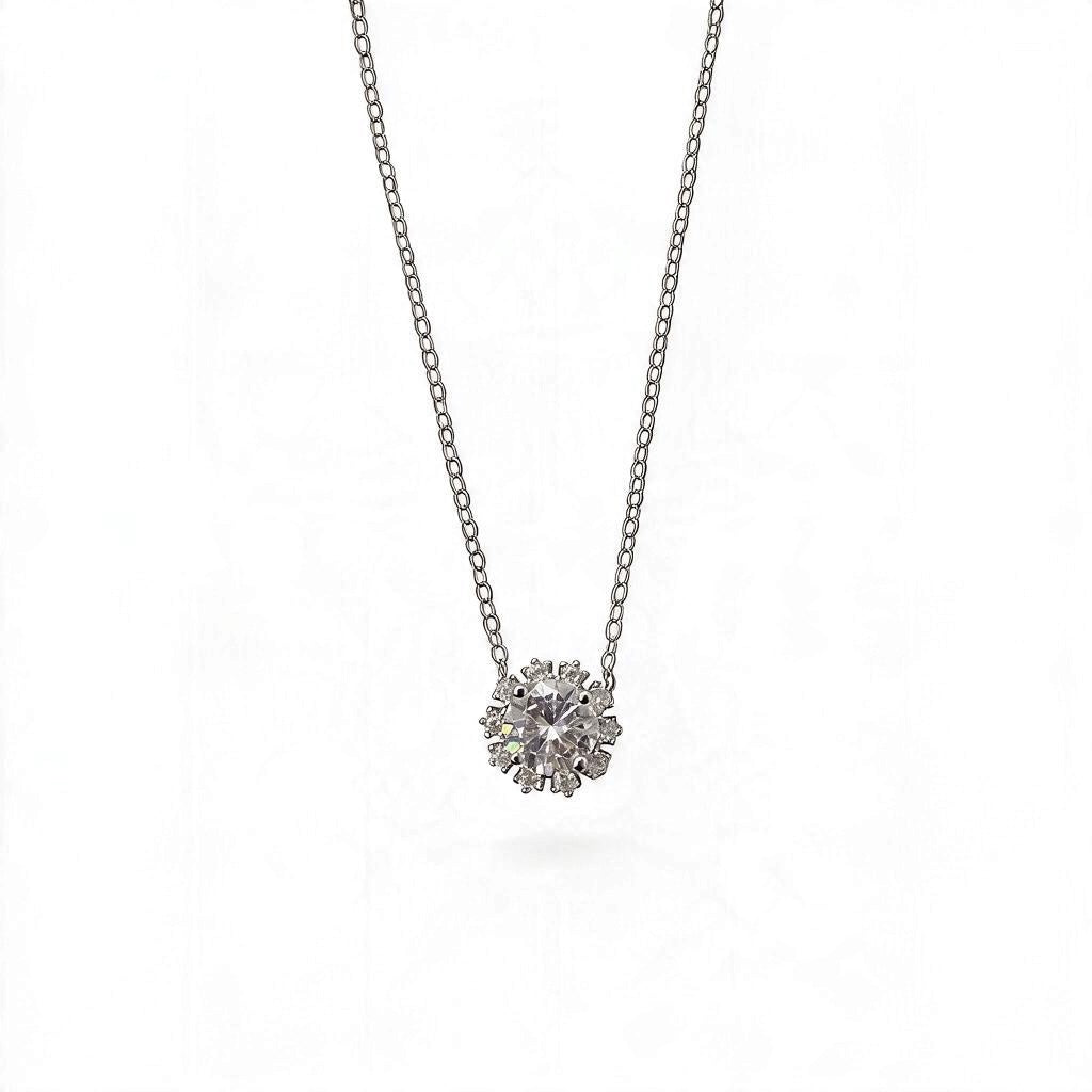GARGANTILLA FLOR MOISSANITA PLATA .925 CON RODIO