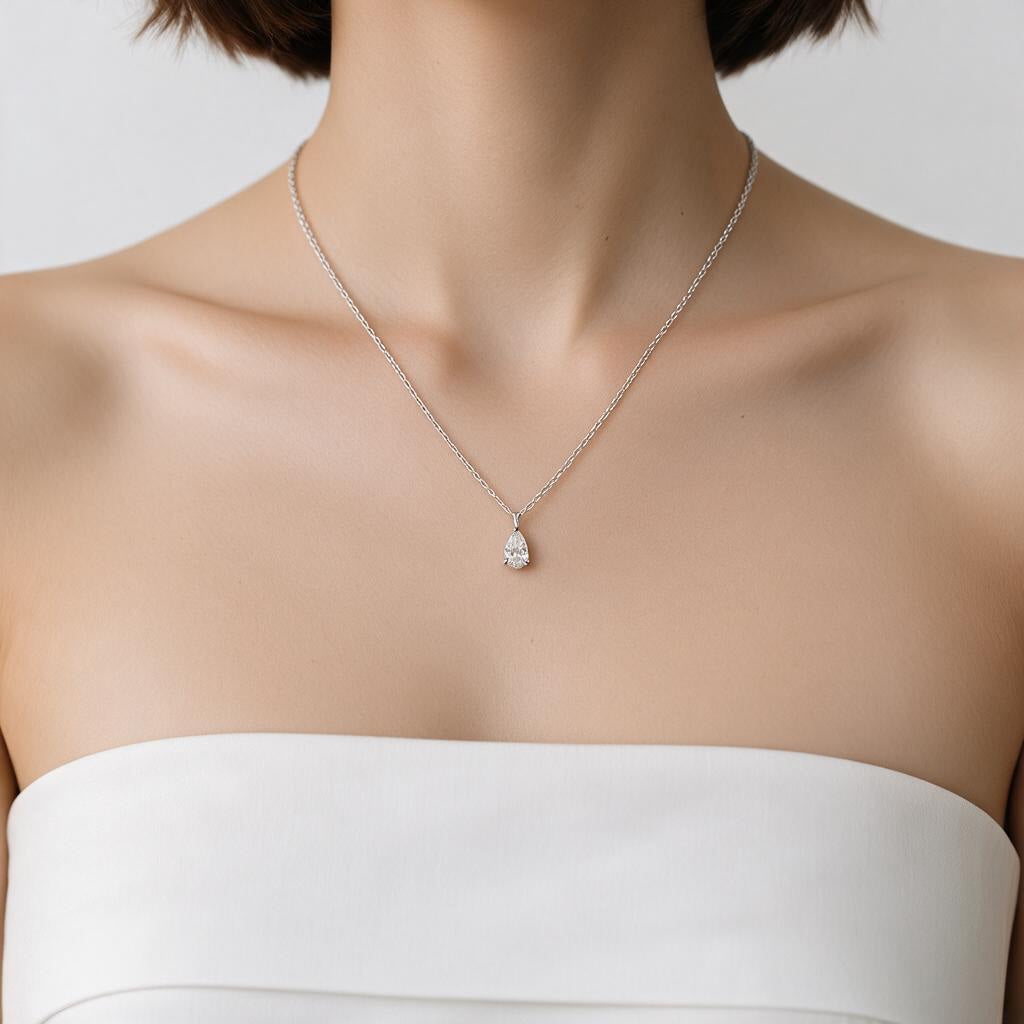 Gargantilla Solitario Pera 1ct Oro 14k