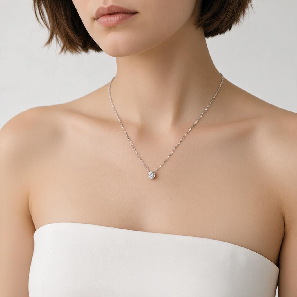 Gargantilla Solitario Redondo 1ct Oro 14k