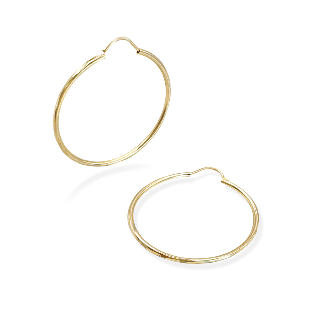 ARRACADA FACETADA 3.5CM  ORO 10K