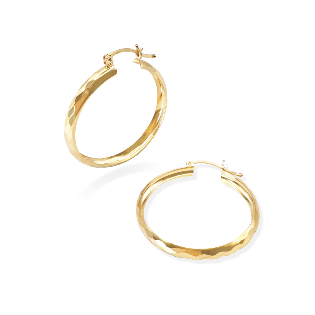 ARRACADA FACETADA 4MM 3CM ORO 10K