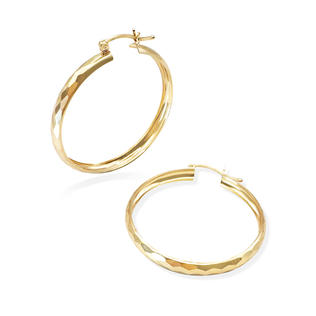 ARRACADA FACETADA 4MM 3.5CM ORO 10K