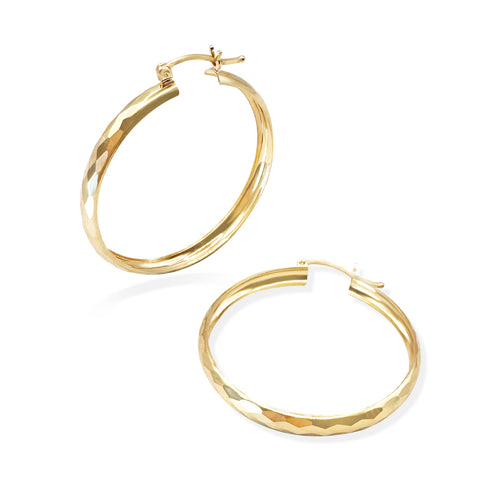 Arracada Facetada 4mm 3.5cm Oro 10k de Oro 10K — joyería fina para mujer, envío gratis. RG Joyeros.