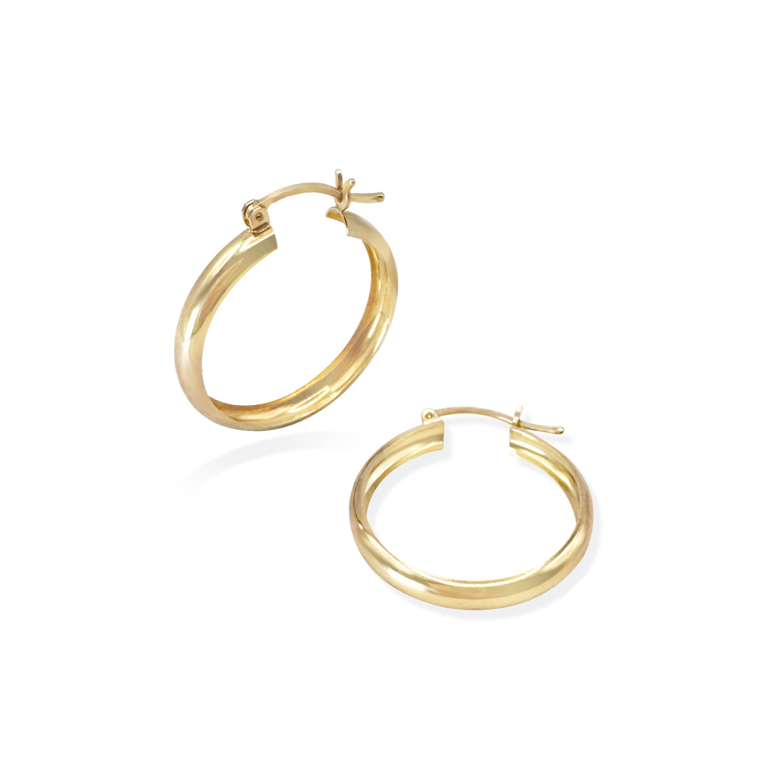 ARRACADA LISA 4MM 2.5CM ORO 10K