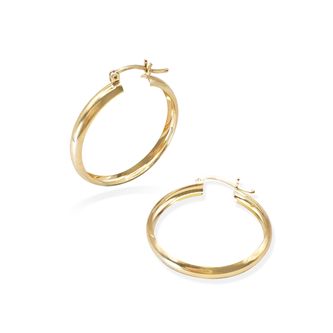 ARRACADA LISA 4MM 3CM ORO 10K