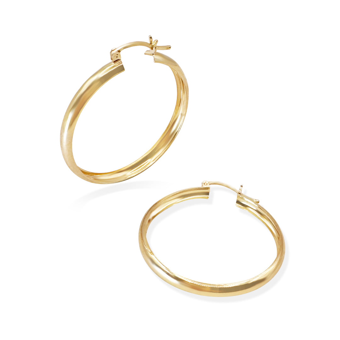 ARRACADA LISA 4MM 3.5CM ORO 10K