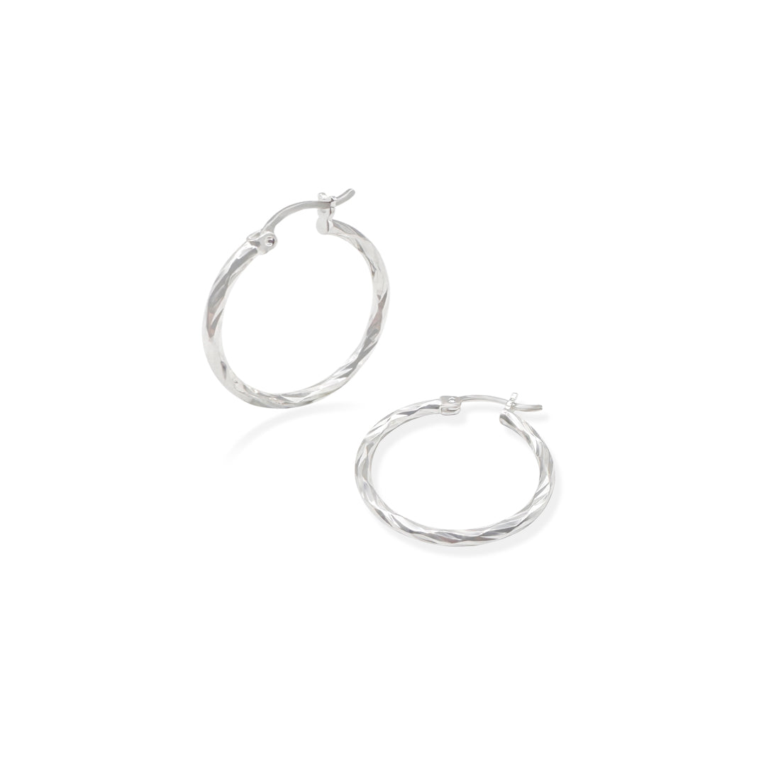 ARRACADA FACETADA 2CM PLATA .925