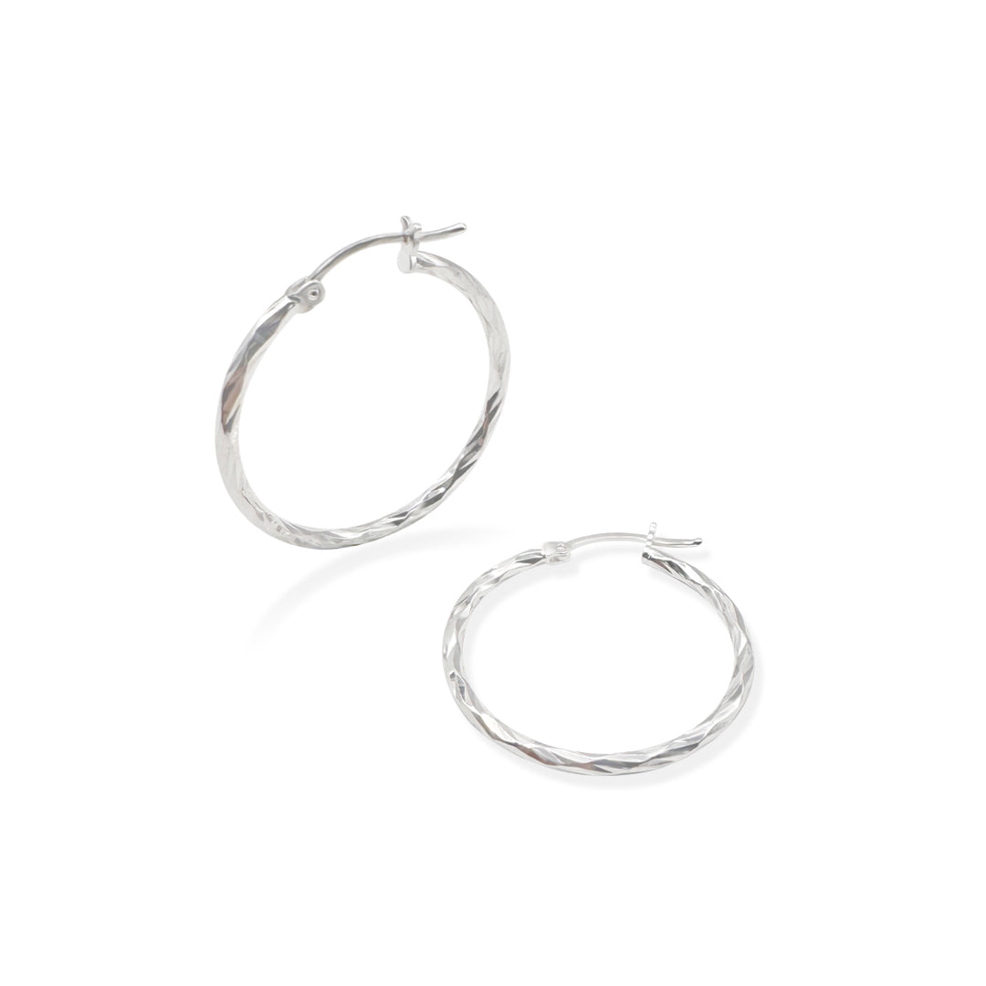 Arracada Torsal Facetada 2.5cm Plata .925 de Plata .925 — joyería fina para mujer, envío gratis. RG Joyeros.
