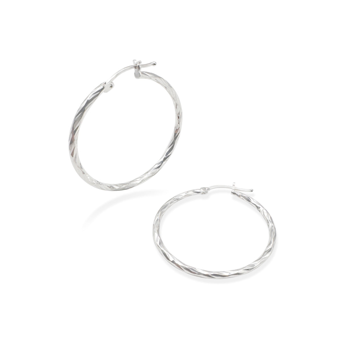 Arracada Torsal Facetada 3cm Plata .925 de Plata .925 — joyería fina para mujer, envío gratis. RG Joyeros.