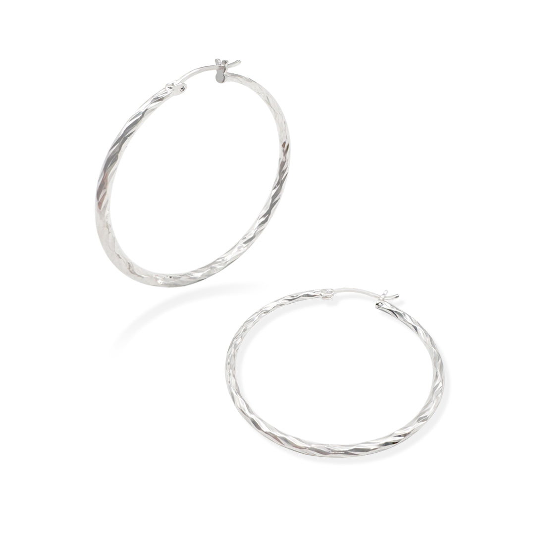Arracada Torsal Facetada 3.5cm Plata .925 de Plata .925 — joyería fina para mujer, envío gratis. RG Joyeros.