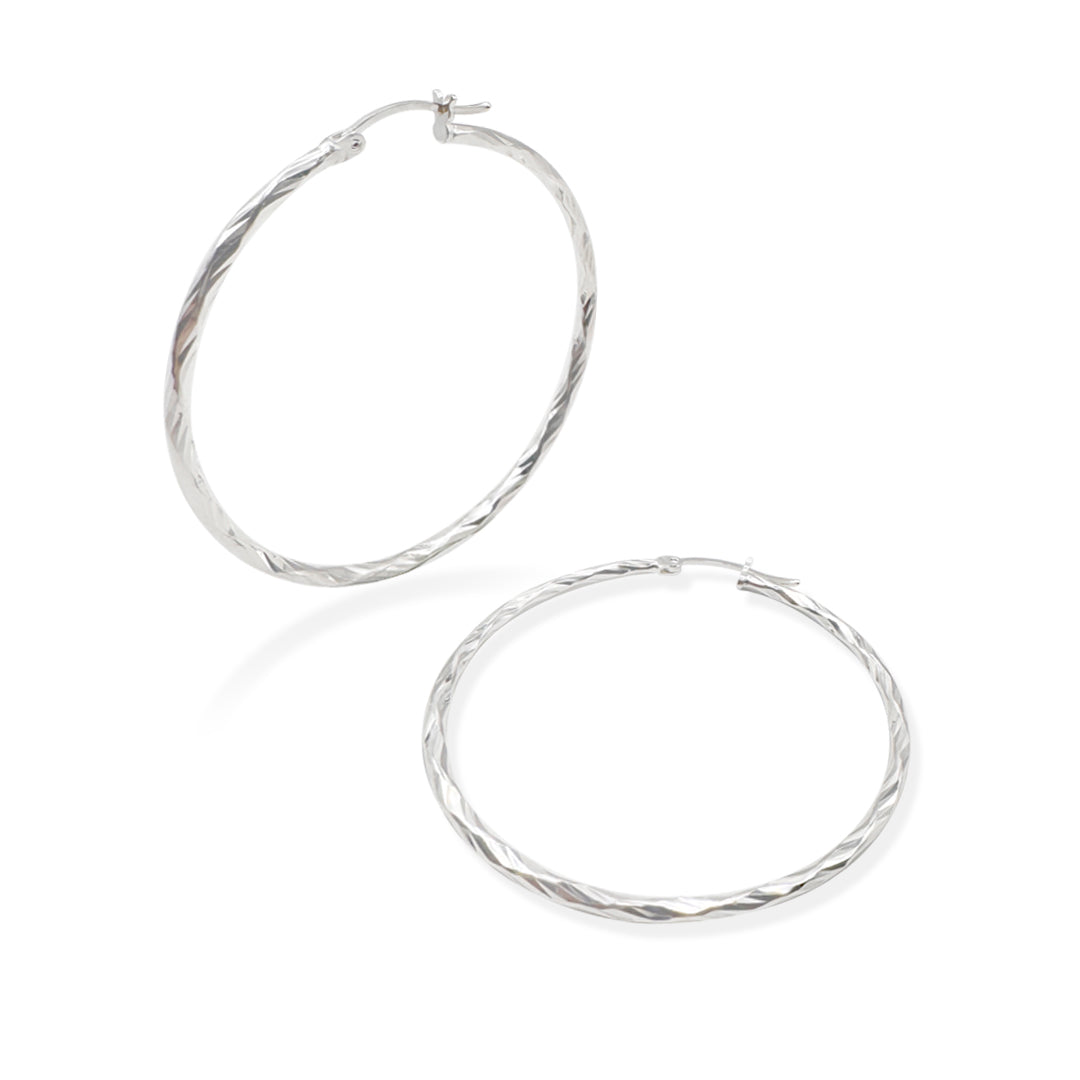 Arracada Torsal Facetada 4cm Plata .925 de Plata .925 — joyería fina para mujer, envío gratis. RG Joyeros.
