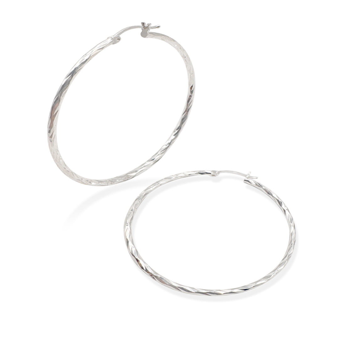 Arracada Torsal Facetada 4.5cm Plata .925 de Plata .925 — joyería fina para mujer, envío gratis. RG Joyeros.