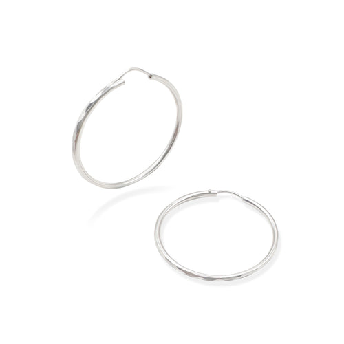 Arracada Facetada 3cm Plata .925 de Plata .925 — joyería fina para mujer, envío gratis. RG Joyeros.