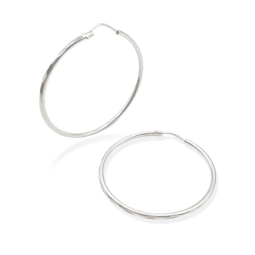 Arracada Facetada 4cm Plata .925 de Plata .925 — joyería fina para mujer, envío gratis. RG Joyeros.