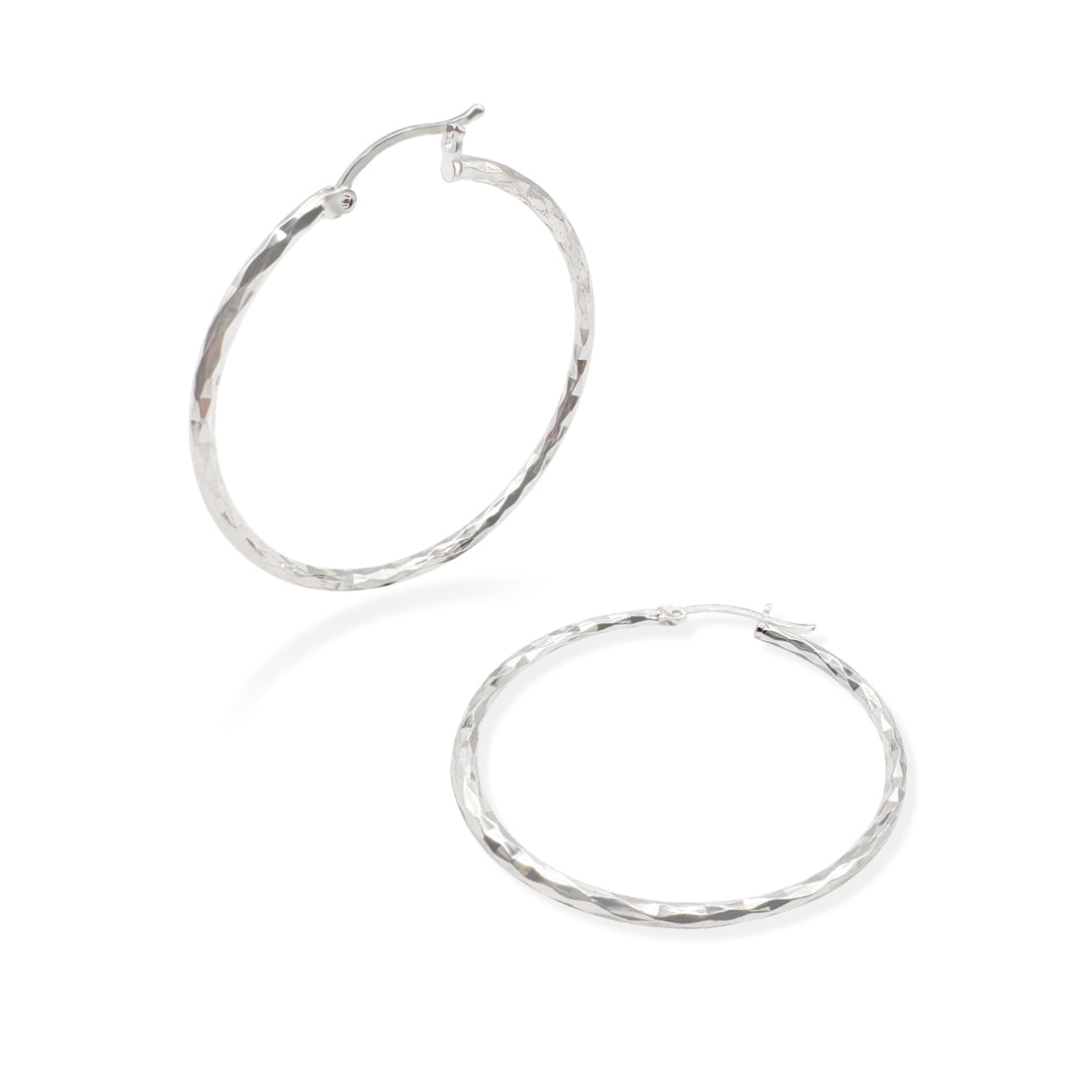 ARRACADA FACETADA ROMBOS 3.5CM PLATA .925