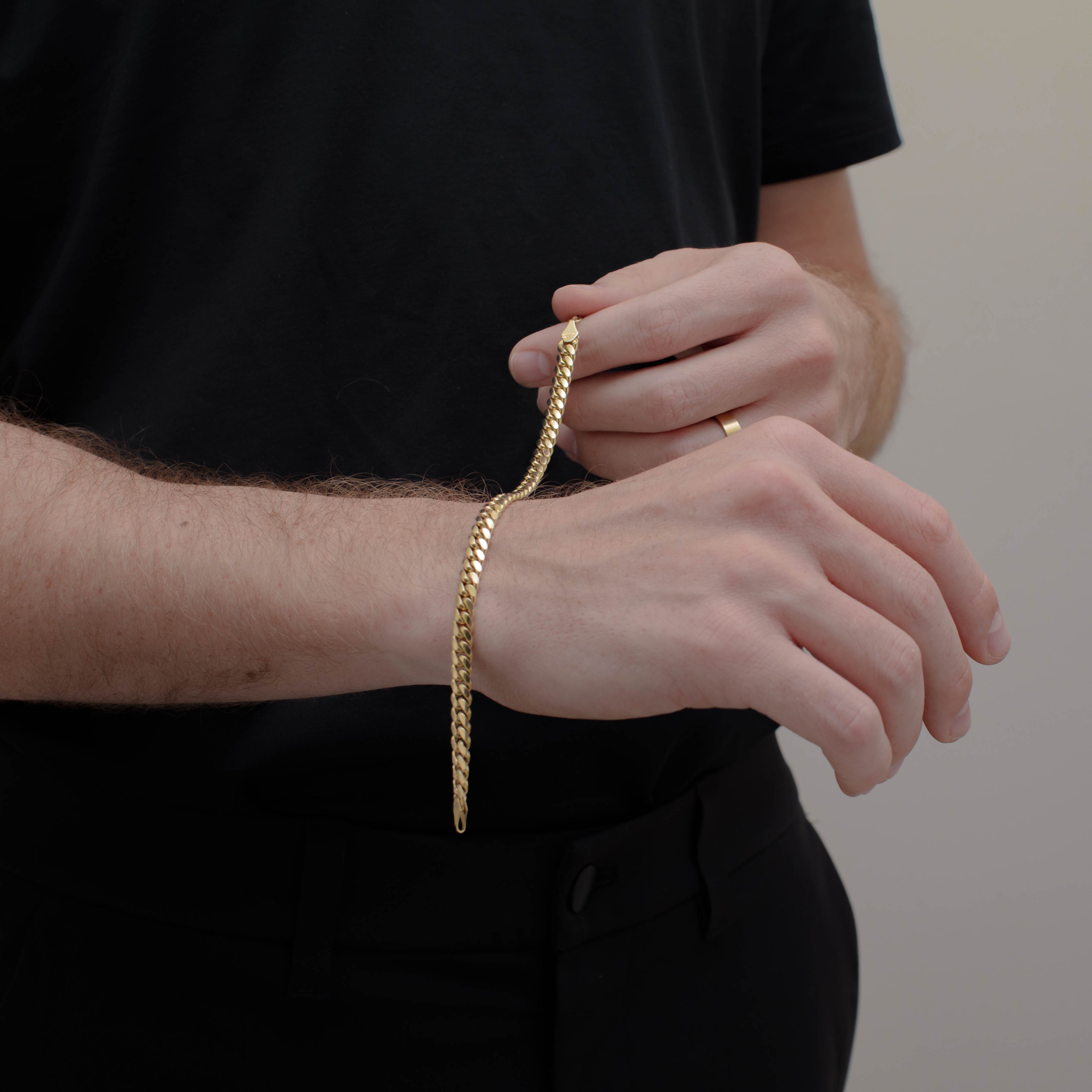 PULSO CUBANO 6.5MM ORO SOLIDO 10K