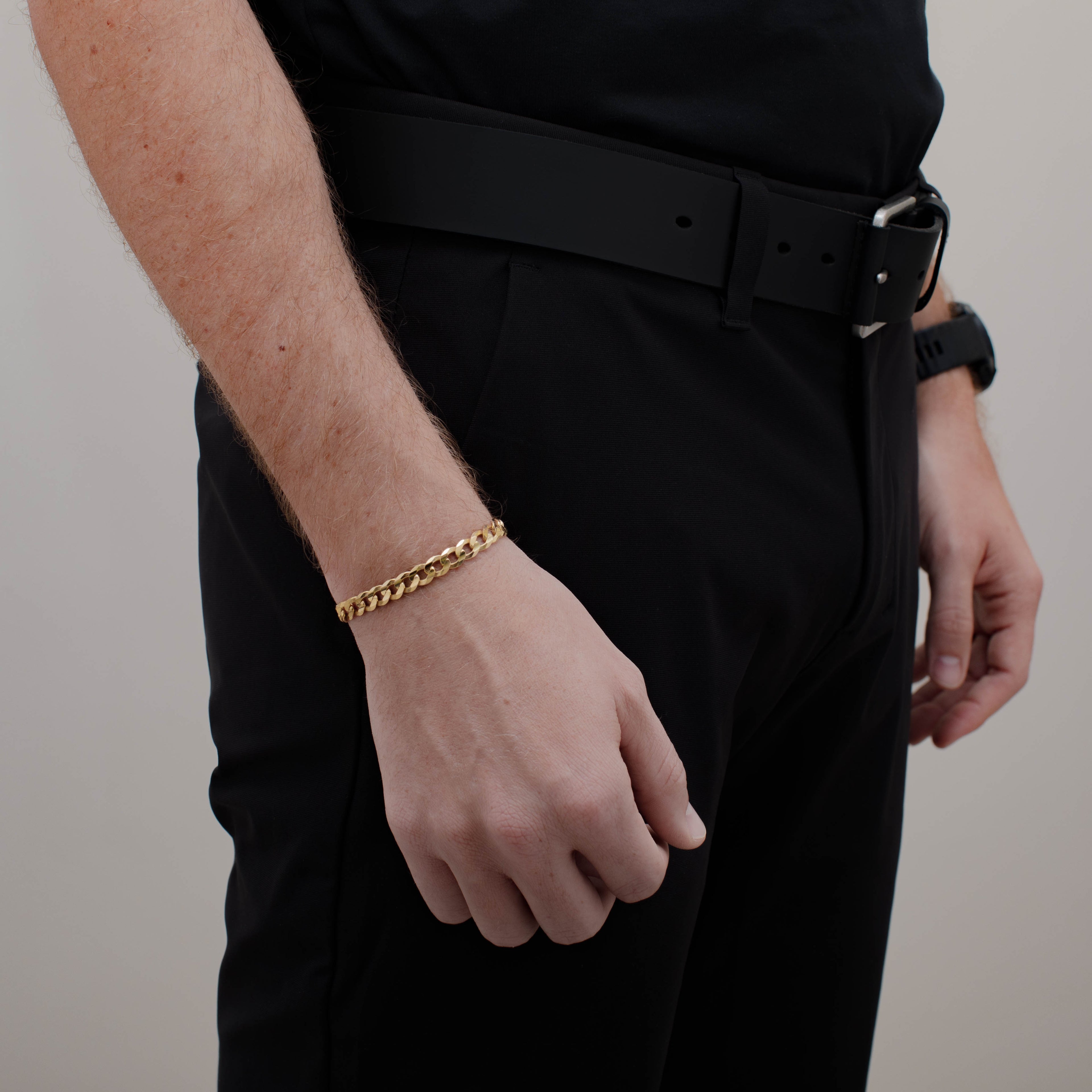 PULSO CUBANO AMERICANO SUPER 7MM ORO SOLIDO 10K