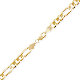 pulsera figaro de Oro 10K vista lateral — aretes finos para dama. RG Joyeros.