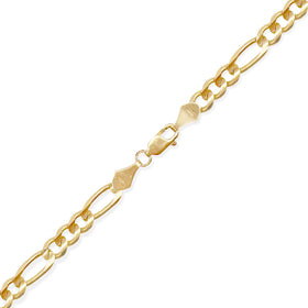pulsera figaro de Oro 10K vista lateral — aretes finos para dama. RG Joyeros.