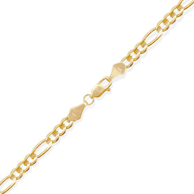 pulsera figaro de Oro 10K vista lateral — aretes finos para dama. RG Joyeros.