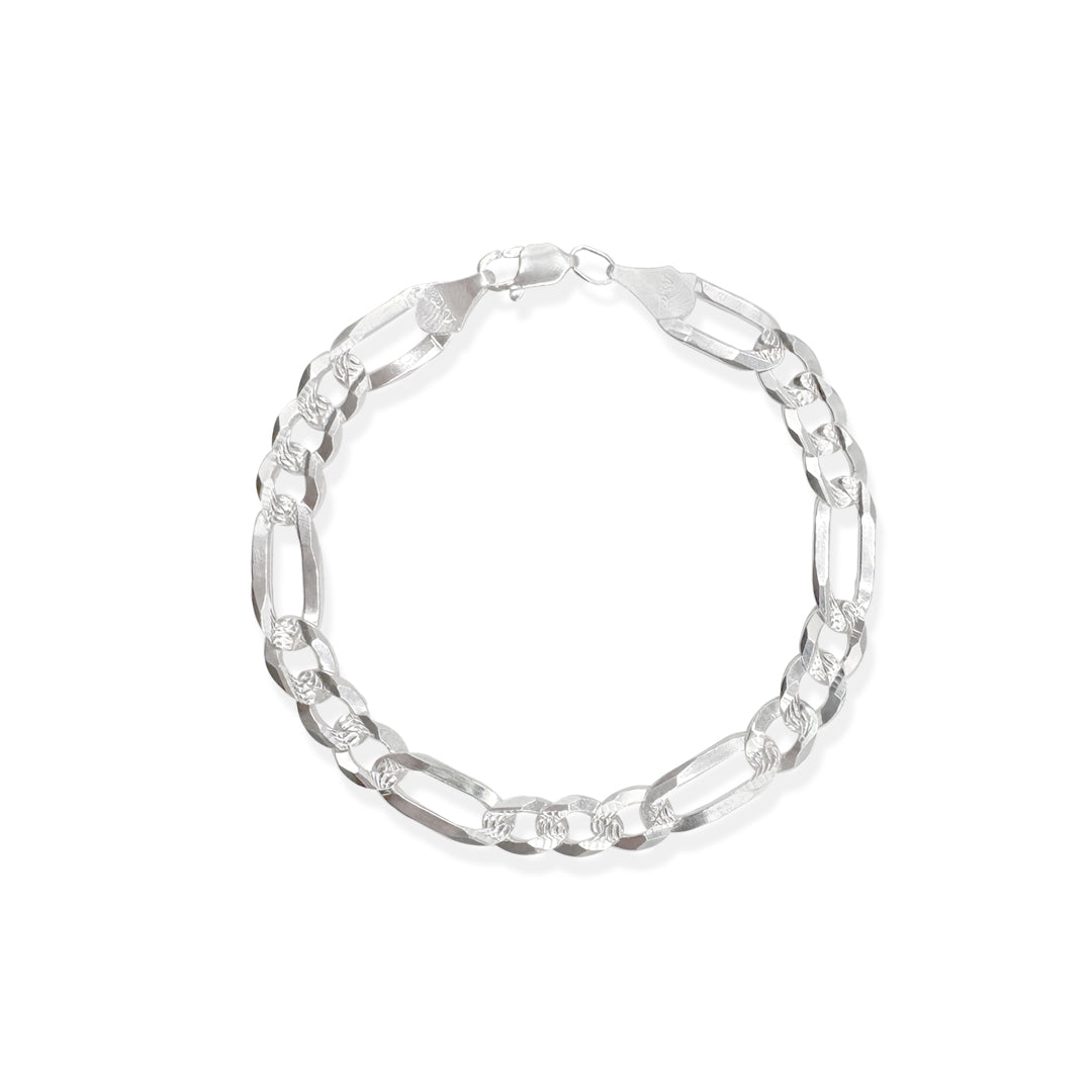 PULSO FIGARO CUBANO 3X1 ZEGRINADO 8MM PLATA .925