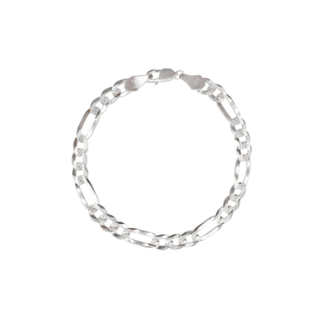 PULSO FIGARO CUBANA 3X1 ZEGRINADA 7MM PLATA .925