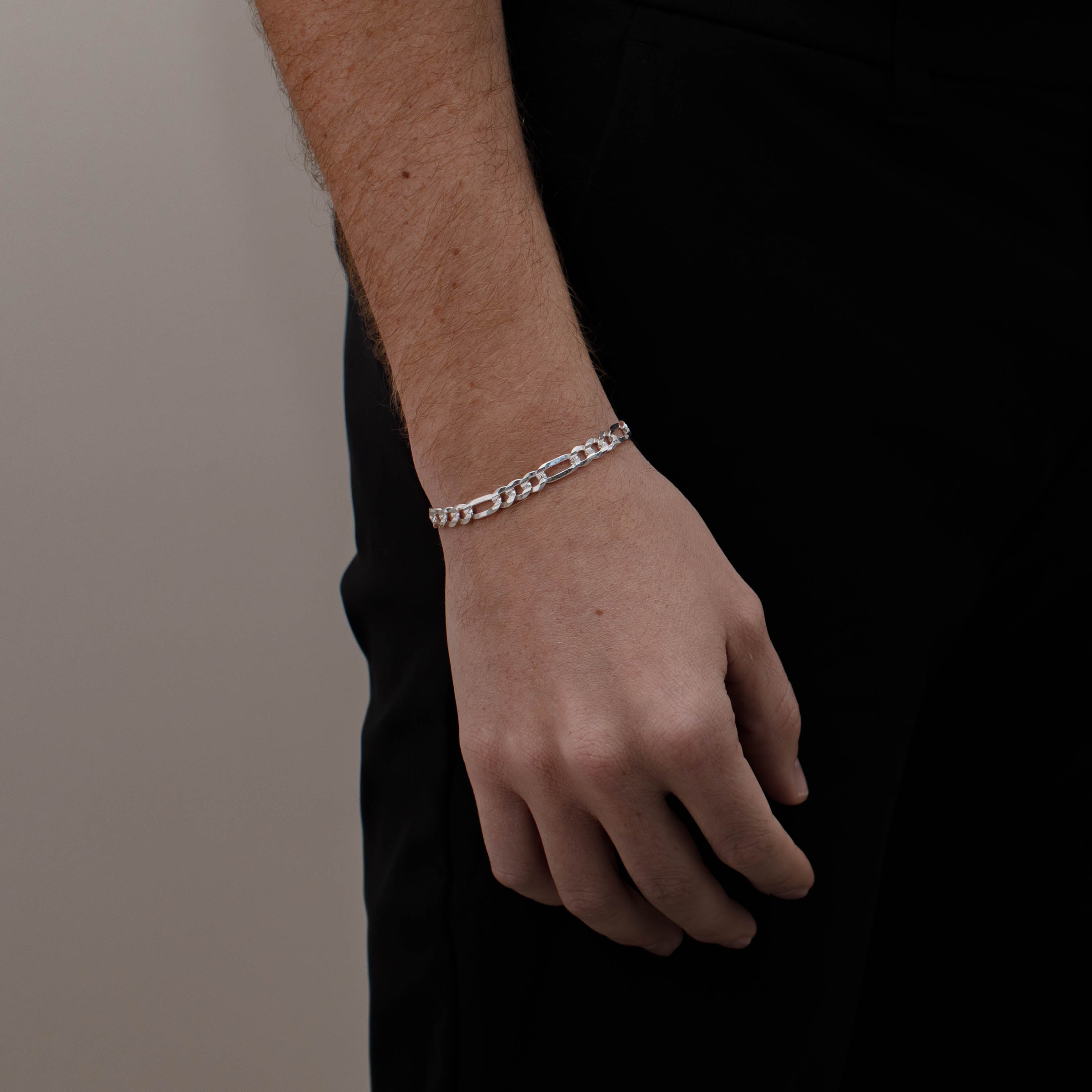 PULSO FIGARO CUBANA 3X1 ZEGRINADA 6MM PLATA .925